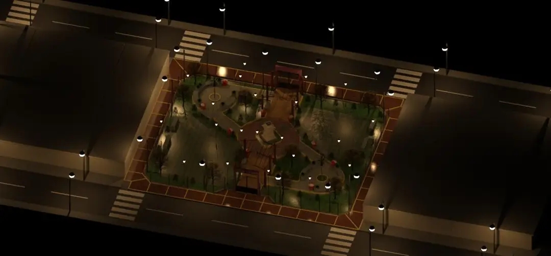 Parque urbano modelado en BIM