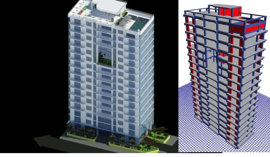 Edificio de 22 niveles y modelo estructural